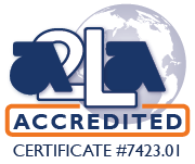 A2LA Accreditation Badge, Certificate No. 7423.01