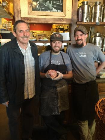 Image of Shawn Cronin and Cory Gray from Mtucci's Deli with Dr. Fedio